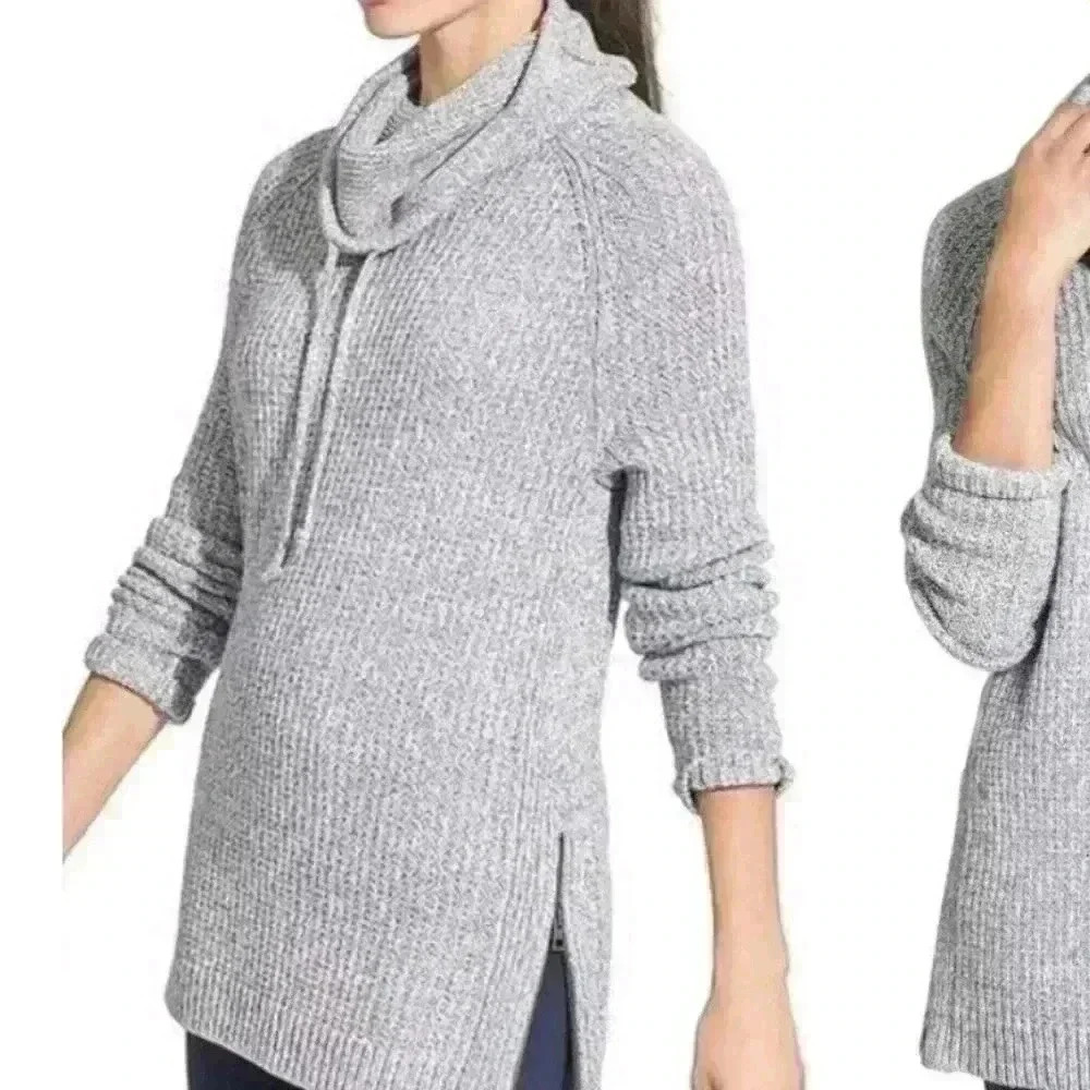ATHLETA | Borealis Cowl Neck Sweater Chunky Knit‎ Side Zip Size XS